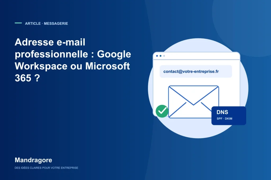 Adresse e-mail au nom de domaine de l’entreprise et réglages DNS.